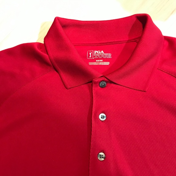 PGA Tour red Golf Polo Shirt short sleeve 3 buttons - Picture 6 of 6